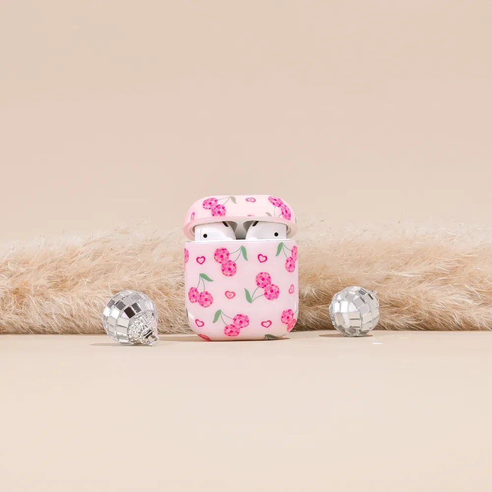 Durable Design Shell fashion travel earbuds protector Airpods Case - Disco Cherries