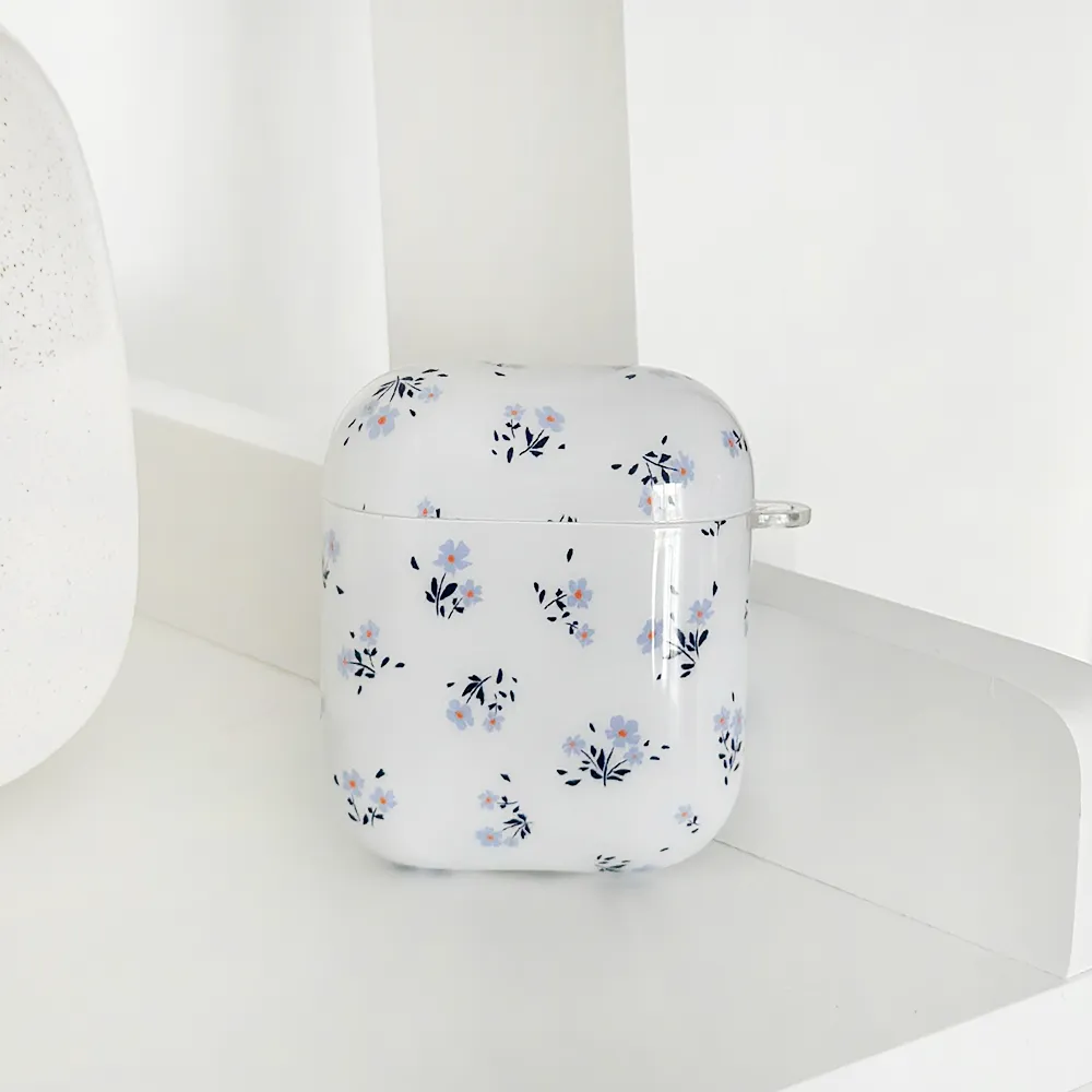 soft grip daily airpods cover Durable Clip Hook Airpods Case - Ditsy Floral Periwinkle
