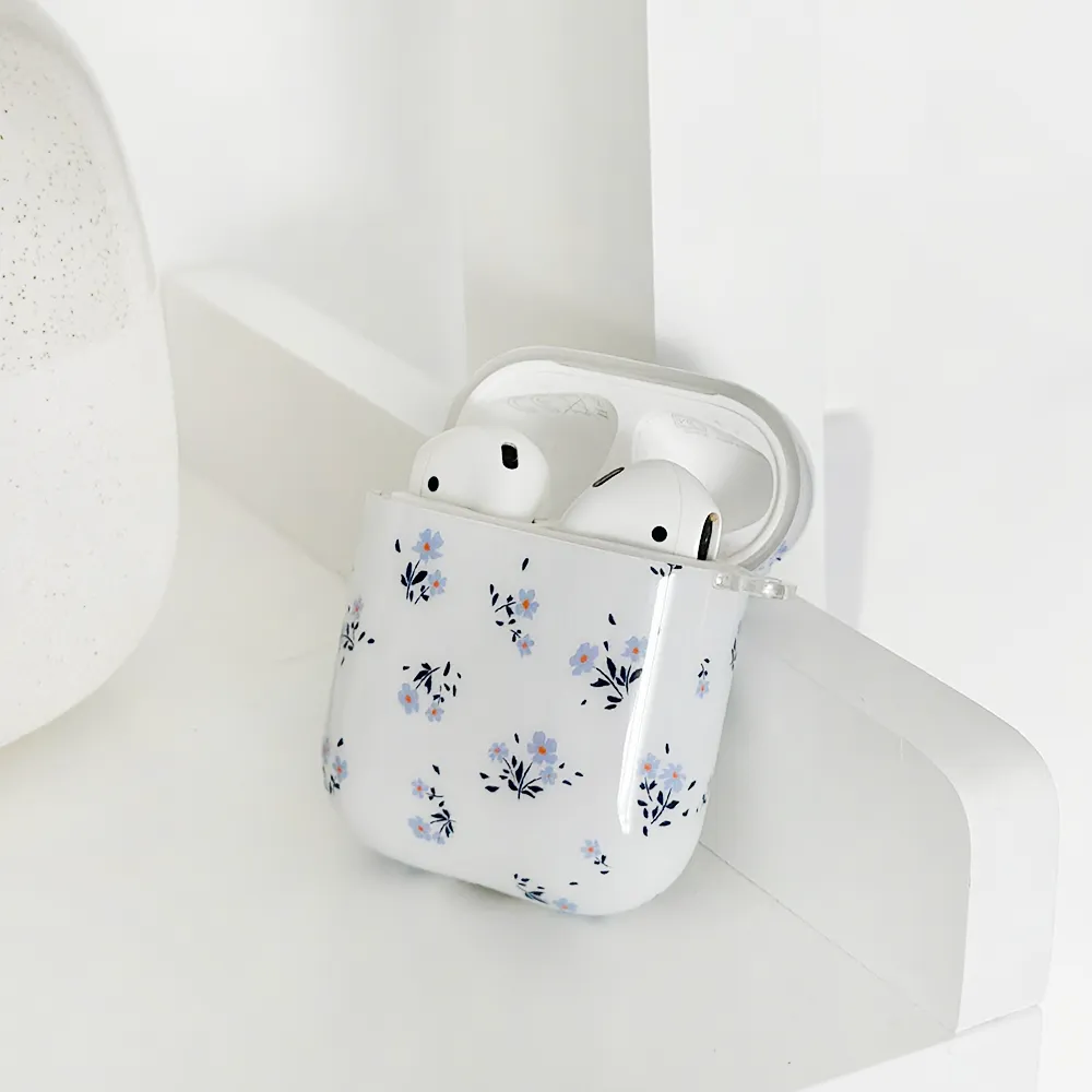 Airpods Case - Ditsy Floral Periwinkle Magnetic Lock Cover