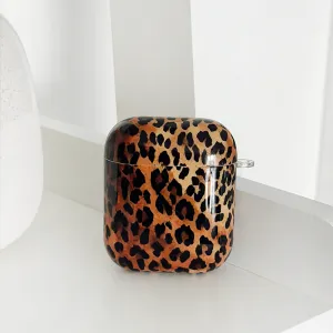 portable ergonomic handmade shell Airpods Case - Leopard