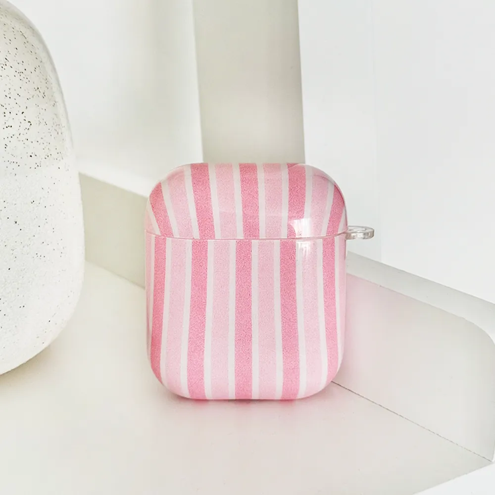 soft textured travel case vibrant soft case Airpods Case - Powder Stripe