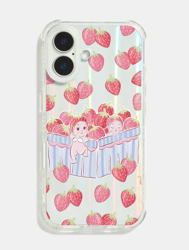 Angel Baby Strawberries Shock iPhone Case Pocket Size Luxury Edge Texture