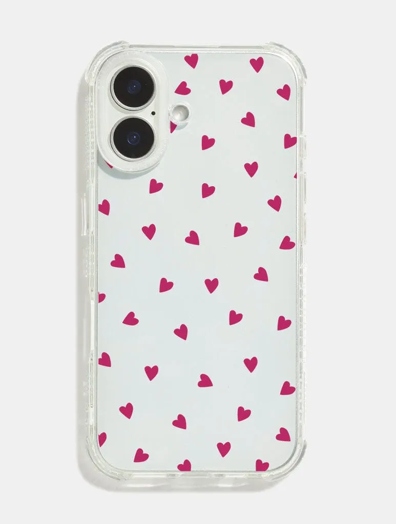 Burgundy Ditsy Hearts Shock iPhone Case Protective Pattern Texture Modern Layer