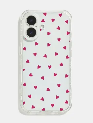 Burgundy Ditsy Hearts Shock iPhone Case Flexible Build Form Travel Companion