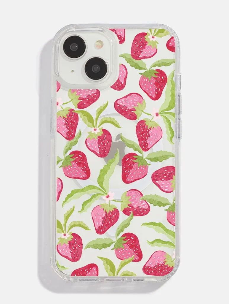 Premium Surface Finish Minimal Style Strawberry Blossom MagSafe iPhone Case
