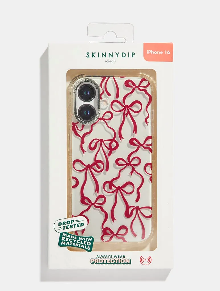Burgundy Bows Shock iPhone Case Soft Edge Texture