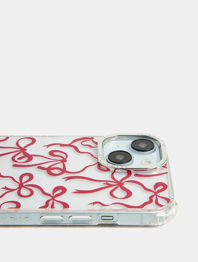 Burgundy Bows Shock iPhone Case Ergonomic form daily accessory