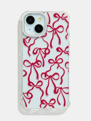 Luxury Feel Heat resistant Burgundy Bows Shock iPhone Case