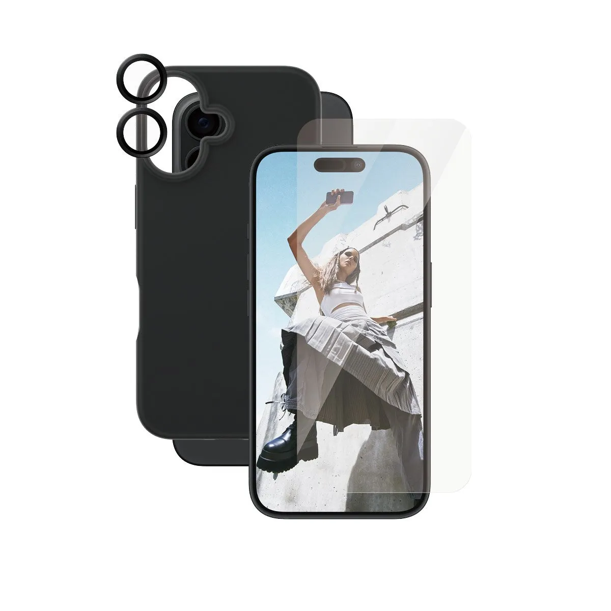 CARE by PanzerGlass? 3-in-1 Bundle iPhone 16 Screen Cover Max Eye Protection Guard