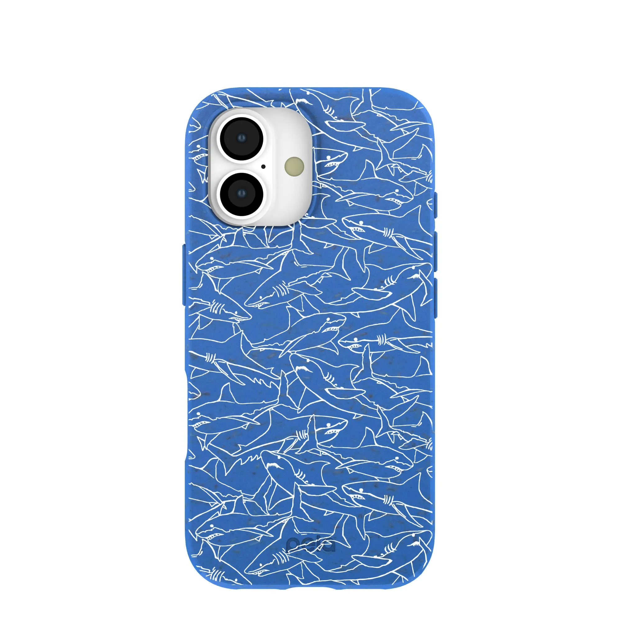 Vivid Pattern Design Electric Blue Shark Frenzy iPhone 17 Case