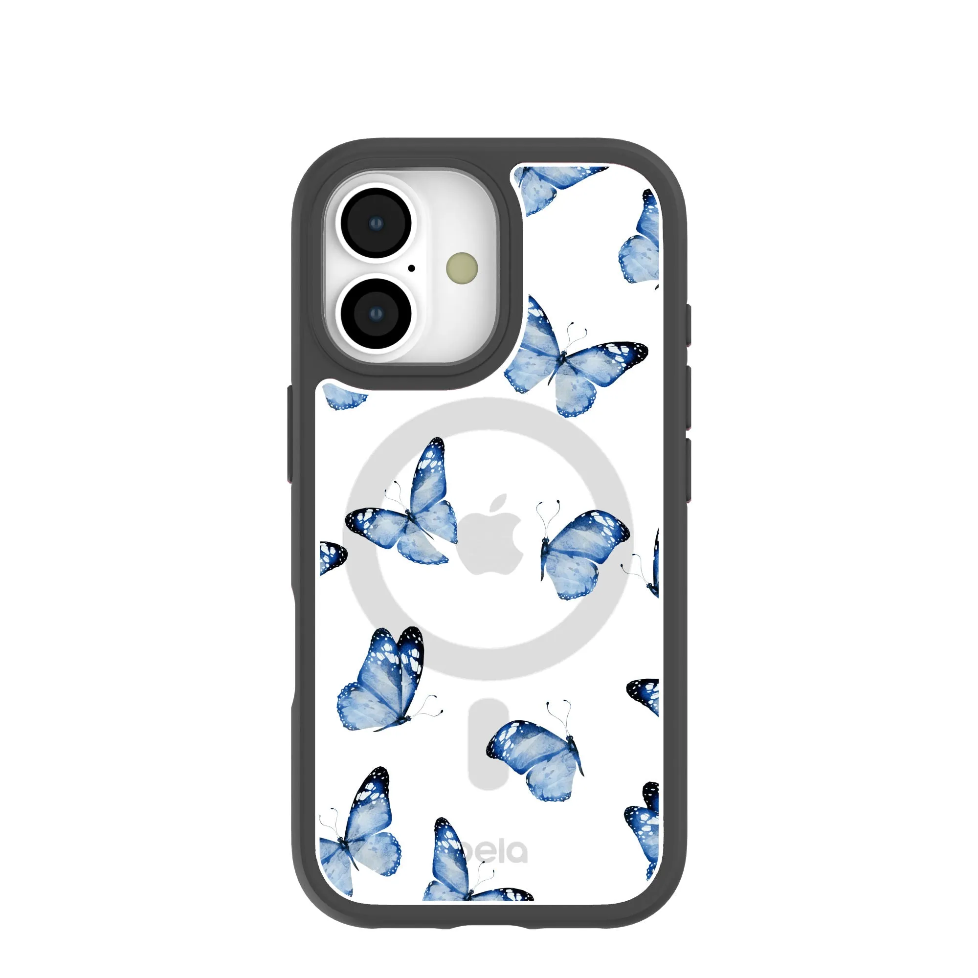 Clear Blue Butterflies iPhone 17 Case With Noir Ridge (MagSafe included) Hybrid Detail