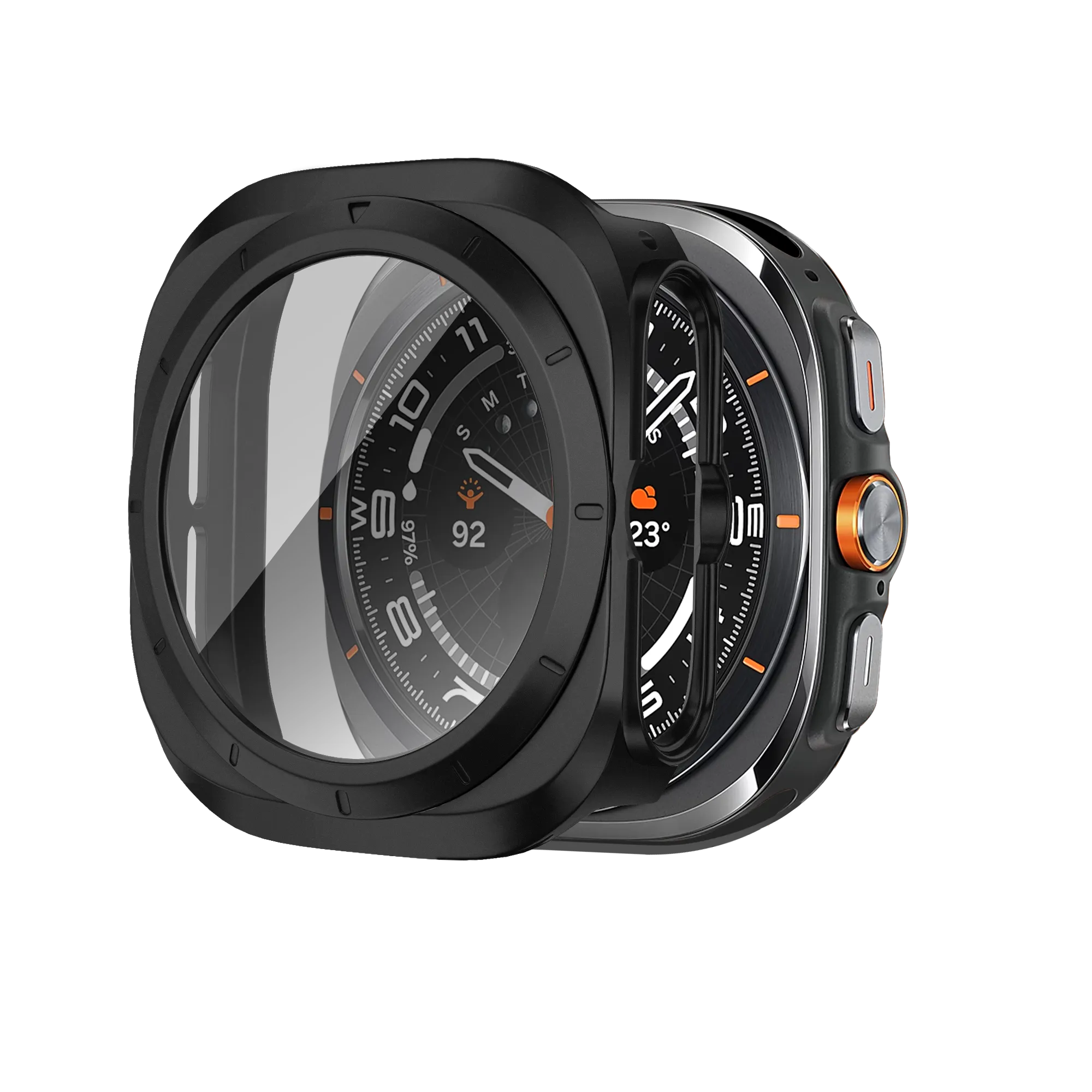 Urban Protection Non-Yellowing Bandz Samsung Galaxy Watch Ultra PC Case with Glass (Black)