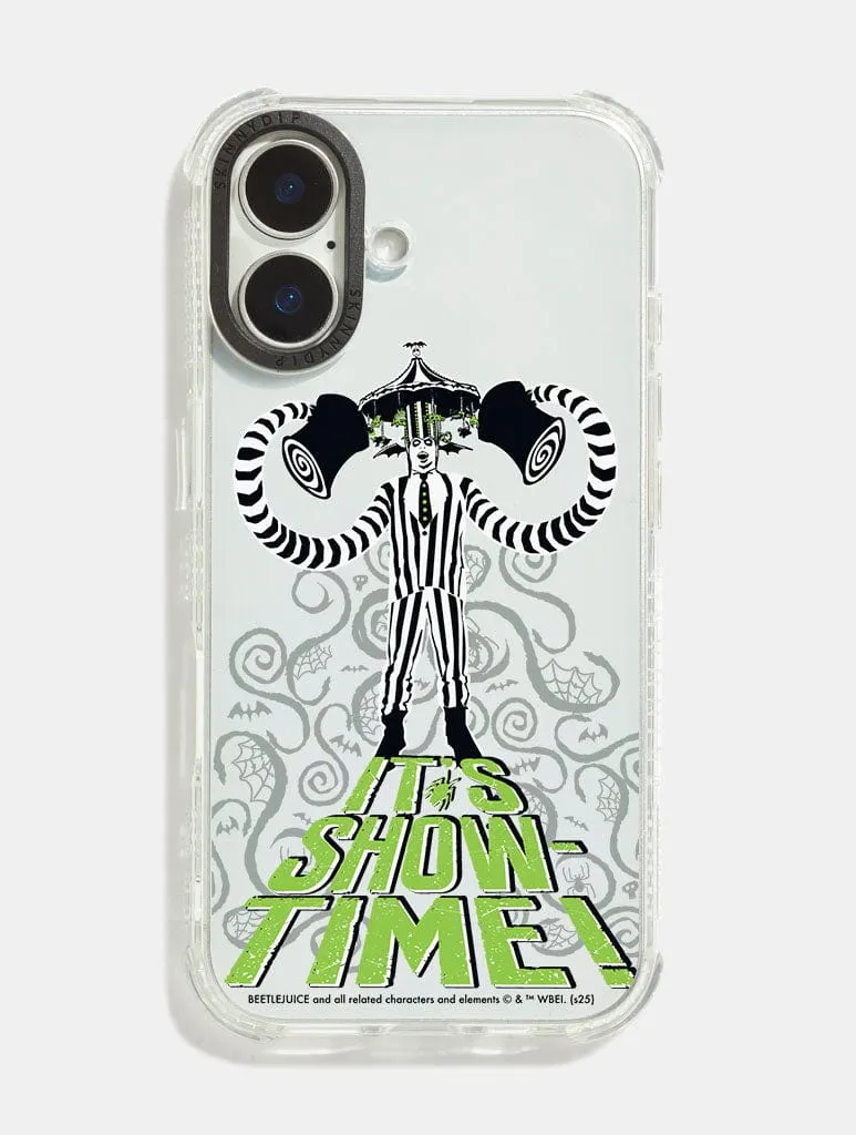 Travel Ready Minimal Shield Texture Beetlejuice x Skinnydip It's Show Time Shock iPhone Case