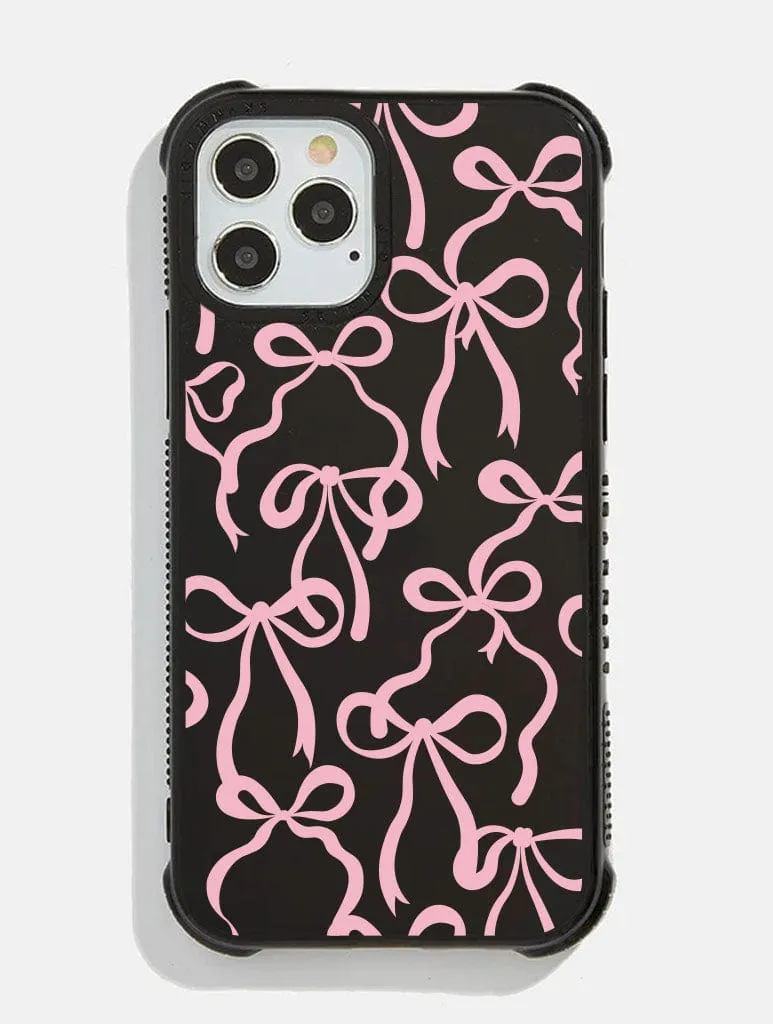 Port Protection Black & Pink Bows Shock iPhone Case
