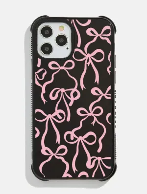 Rugged Texture Hybrid Frame Black & Pink Bows Shock iPhone Case