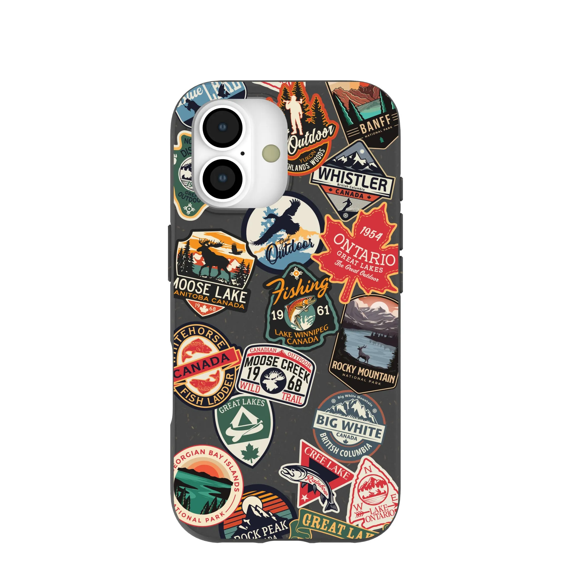 Black Canadian Stickers iPhone 17 Case Minimal Texture Rugged Look Finish