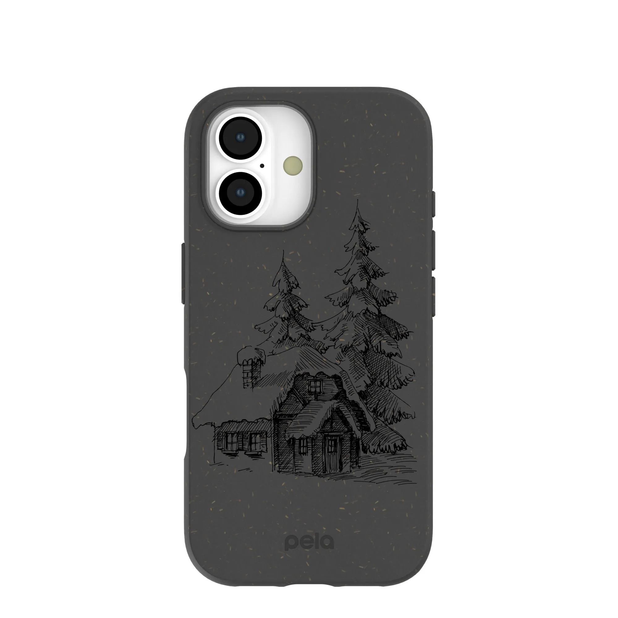 Raised Edges Matte Pattern Layer Black Lone Cabin iPhone 17 Case