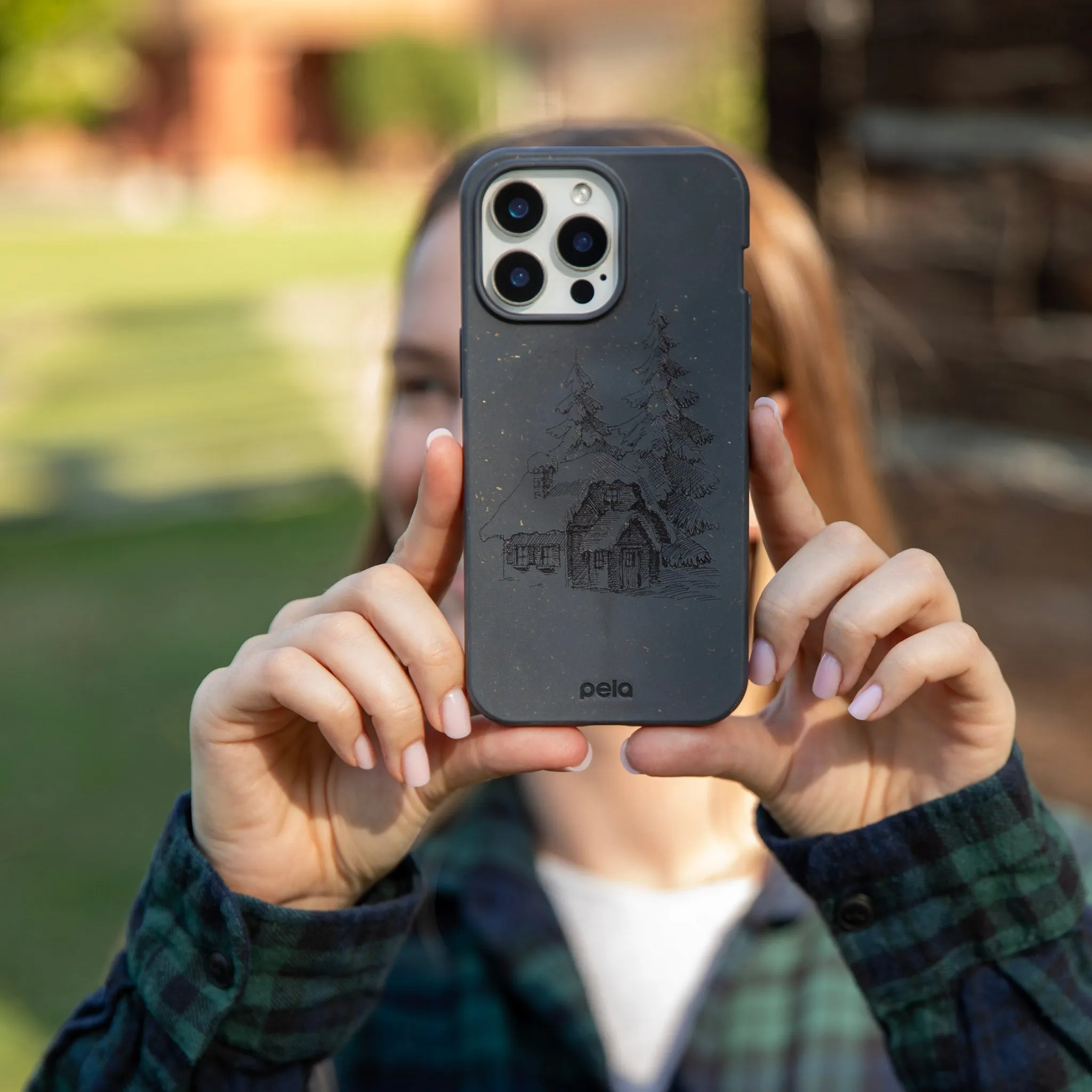 Outdoor Adventure Black Lone Cabin iPhone 17 Case