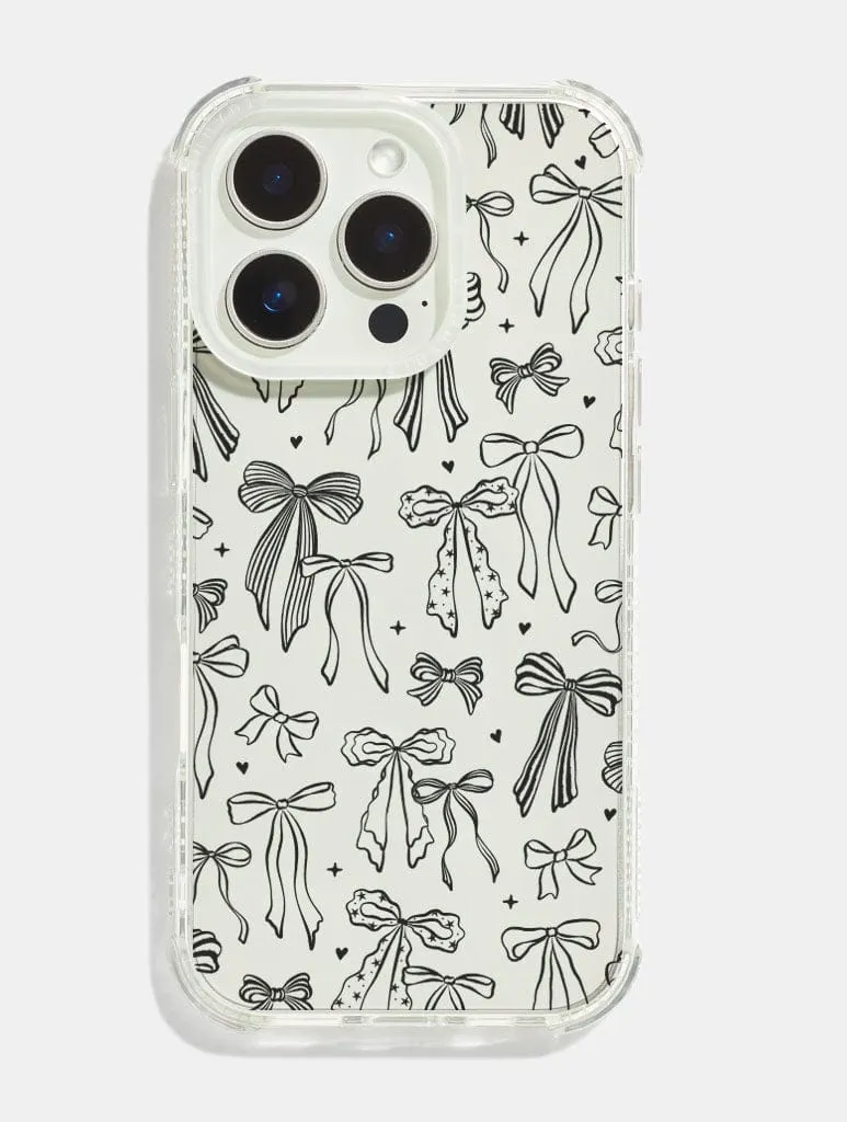 Modern Texture Build Hand Feel Black Painted Bows Shock iPhone Case