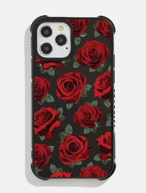 Water Resistant Black Photographic Roses Shock iPhone Case
