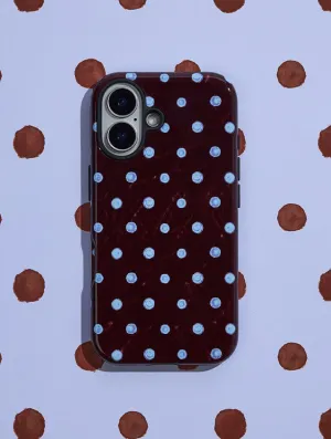 Shock Resistant Build Vivid Coloration Blue And Brown Painted Polka Dot Ultra Protective iPhone Case