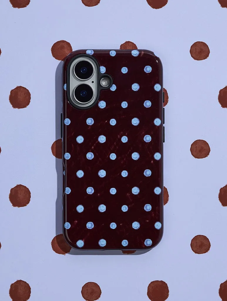 Blue And Brown Painted Polka Dot Ultra Protective iPhone Case Minimal Surface Layer Rugged Look