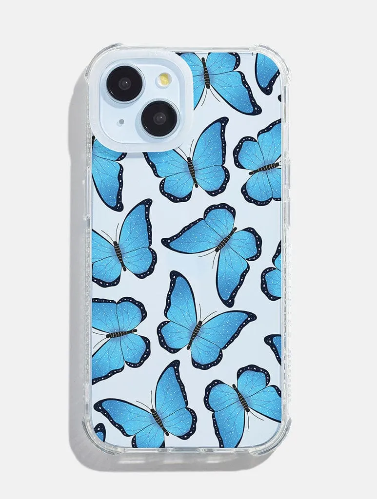 Vivid colors Blue Butterfly Repeat Shock iPhone Case