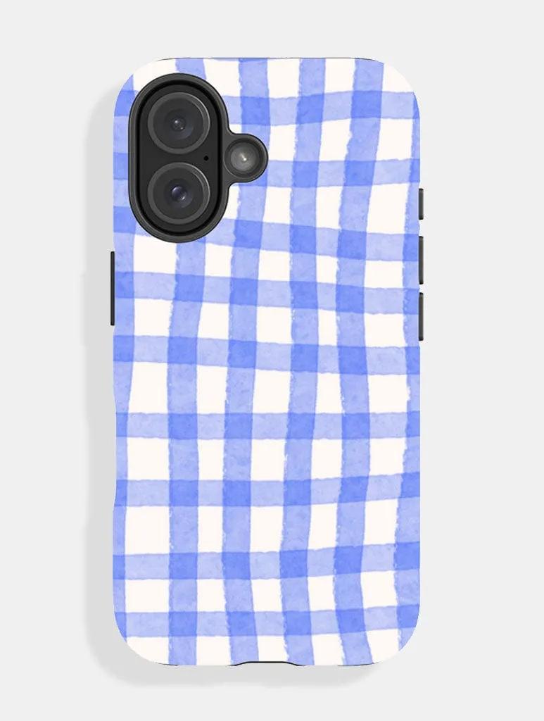 Polished Finish Blue Gingham Ultra Protective iPhone Case
