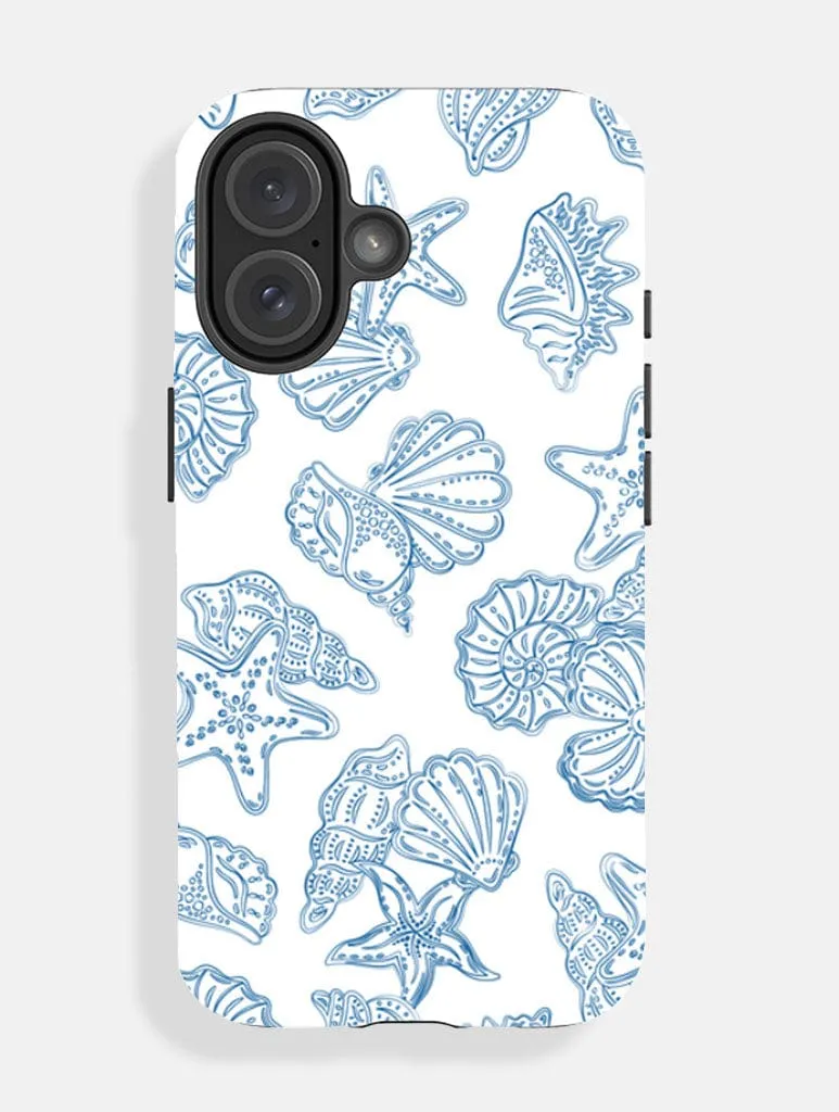 Minimal Build Texture Comfort grip design Blue Sea Shells Ultra Protective iPhone Case