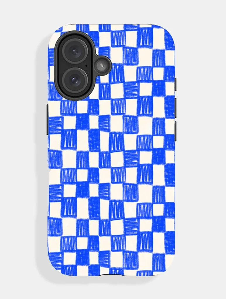 Clean Texture Luxury Texture Design Blue Sketchy Checkerboard Ultra Protective iPhone Case