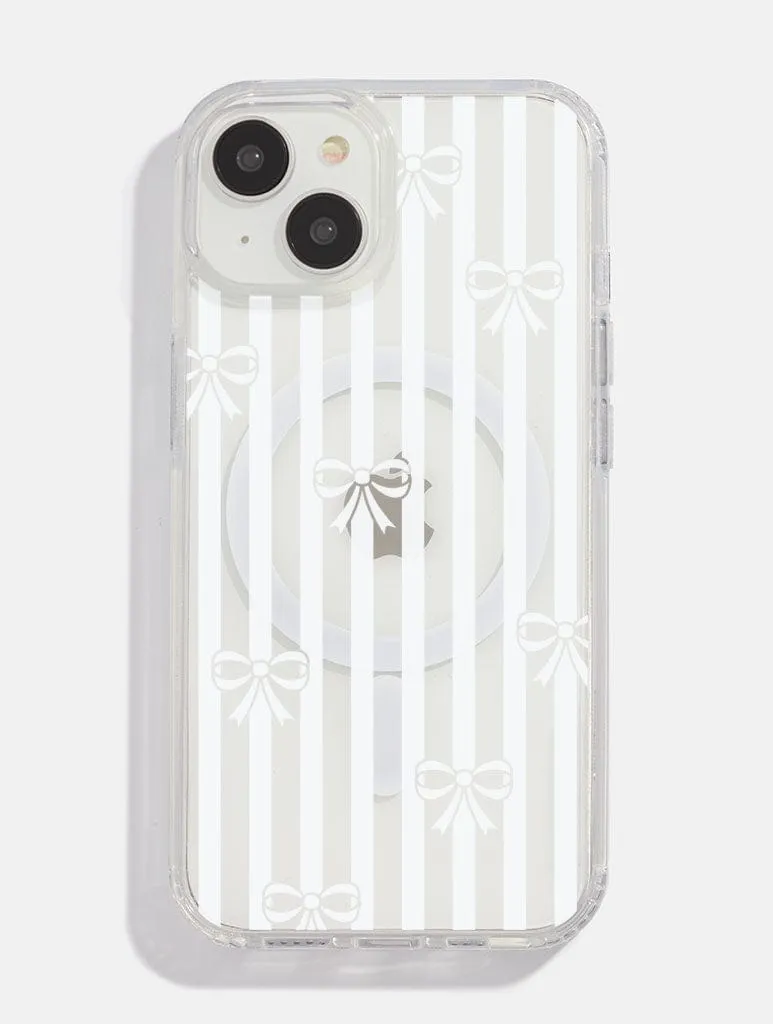 Bow Stripe MagSafe iPhone Case Ergonomic Texture