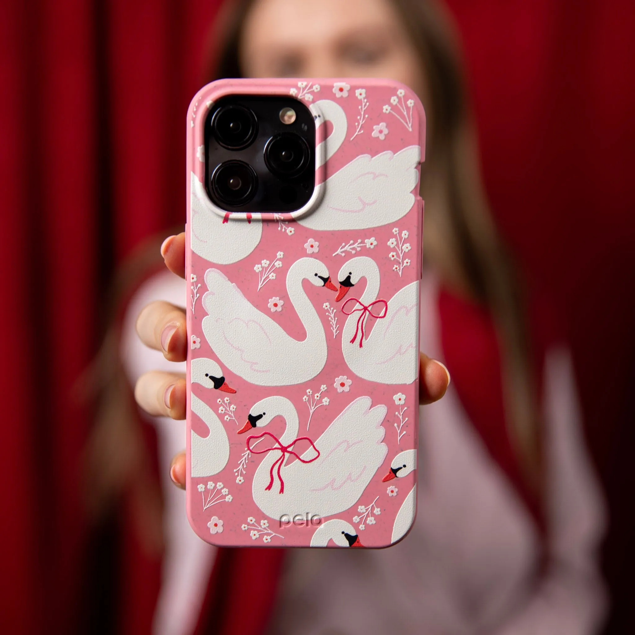 Non slip grip Rugged Finish Bubblegum Pink Swan Garden iPhone 17 Case