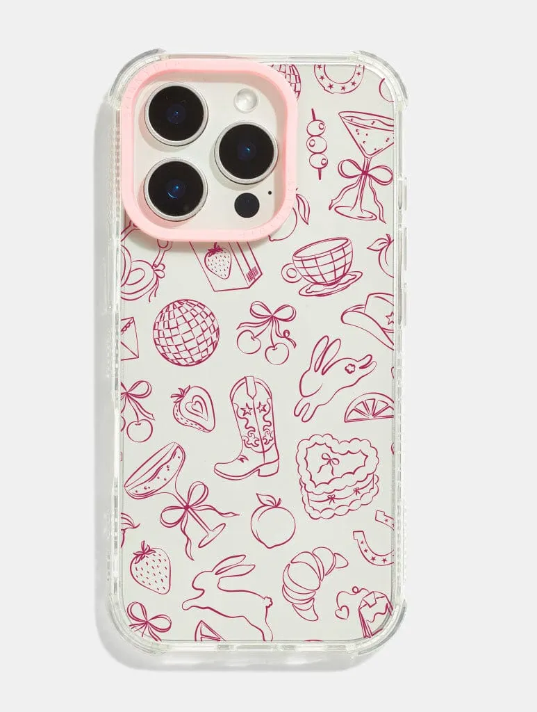 Burgundy Coquette Doodle Shock iPhone Case Anti Shock Layer