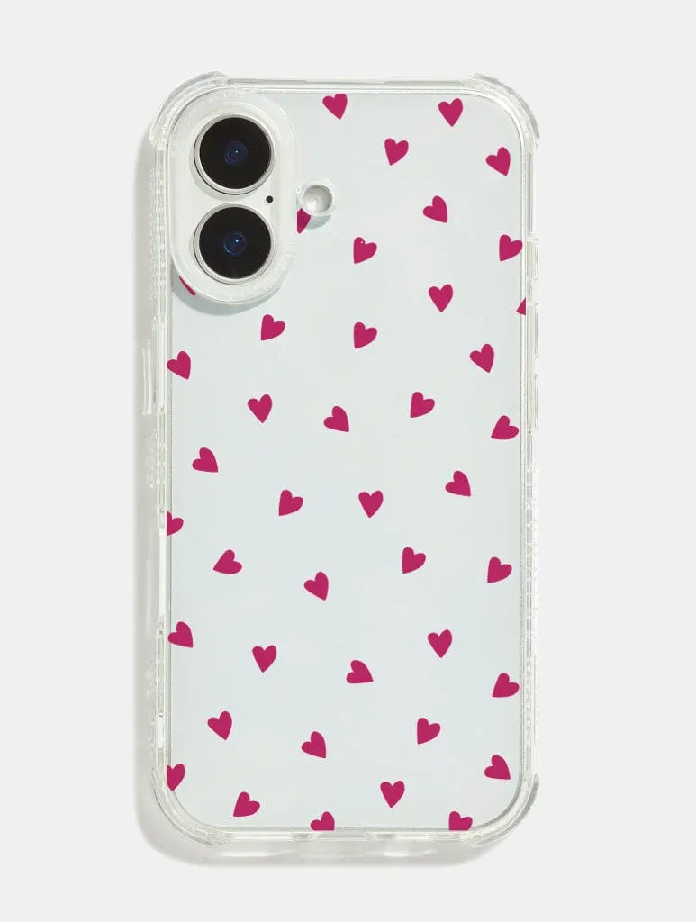 Compact Protection Light Touch Burgundy Ditsy Hearts Shock iPhone Case
