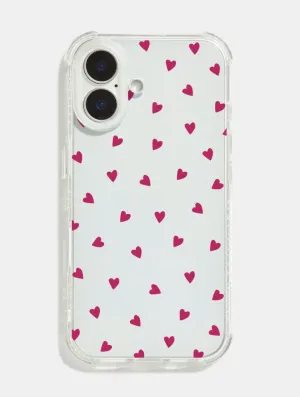 Compact Pattern Burgundy Ditsy Hearts Shock iPhone Case