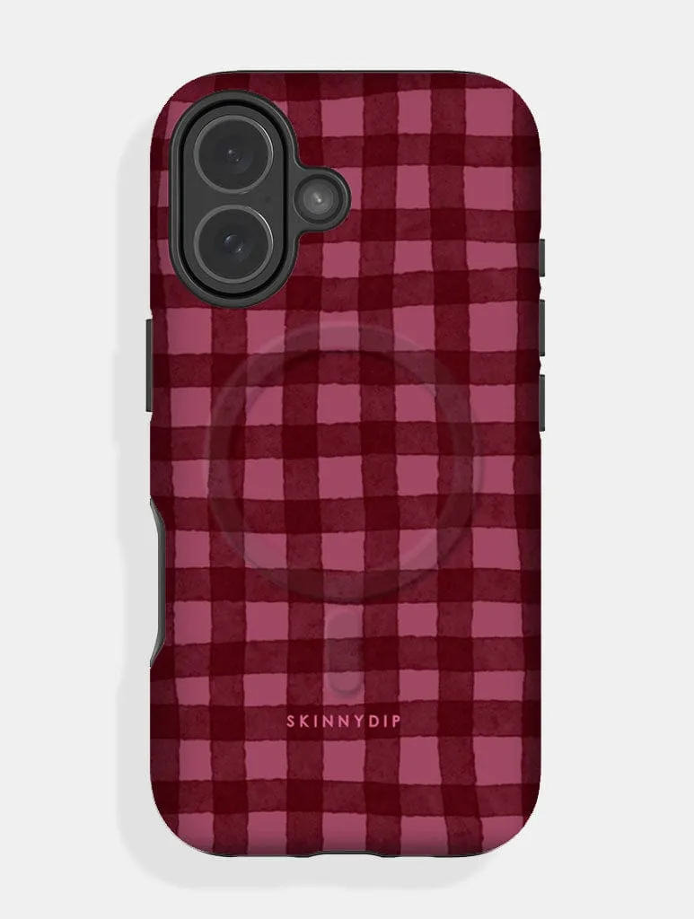Burgundy Gingham MagSafe Ultra Protective iPhone Case Modern Form