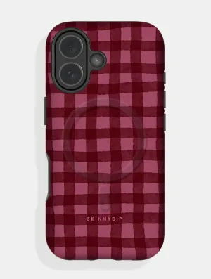 Burgundy Gingham MagSafe Ultra Protective iPhone Case Clear Design Everyday Carry
