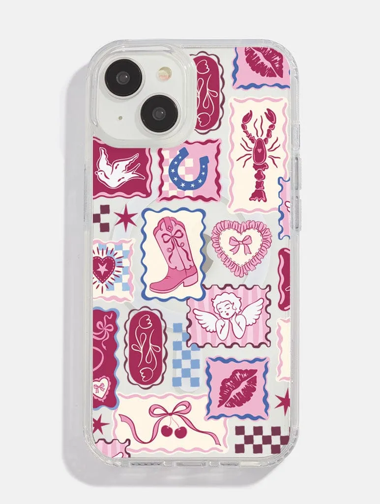 Burgundy Patchwork MagSafe iPhone Case Soft Layered Design Casual Design