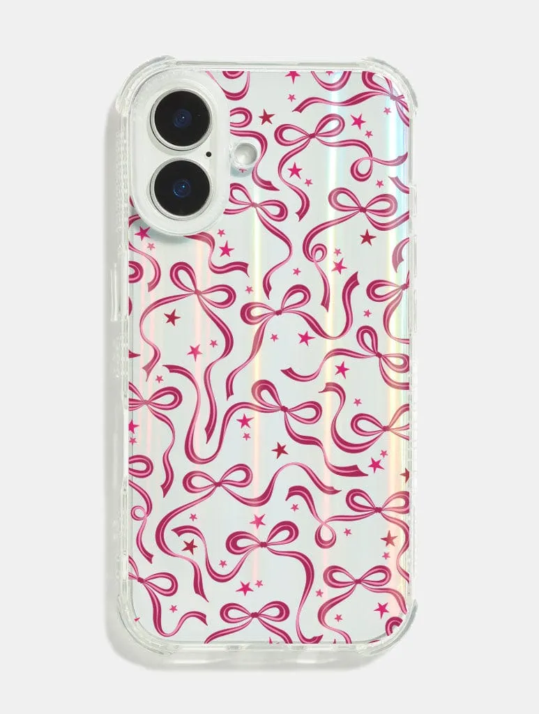 Flexible Surface Texture premium design Burgundy Starry Bows Shock iPhone Case