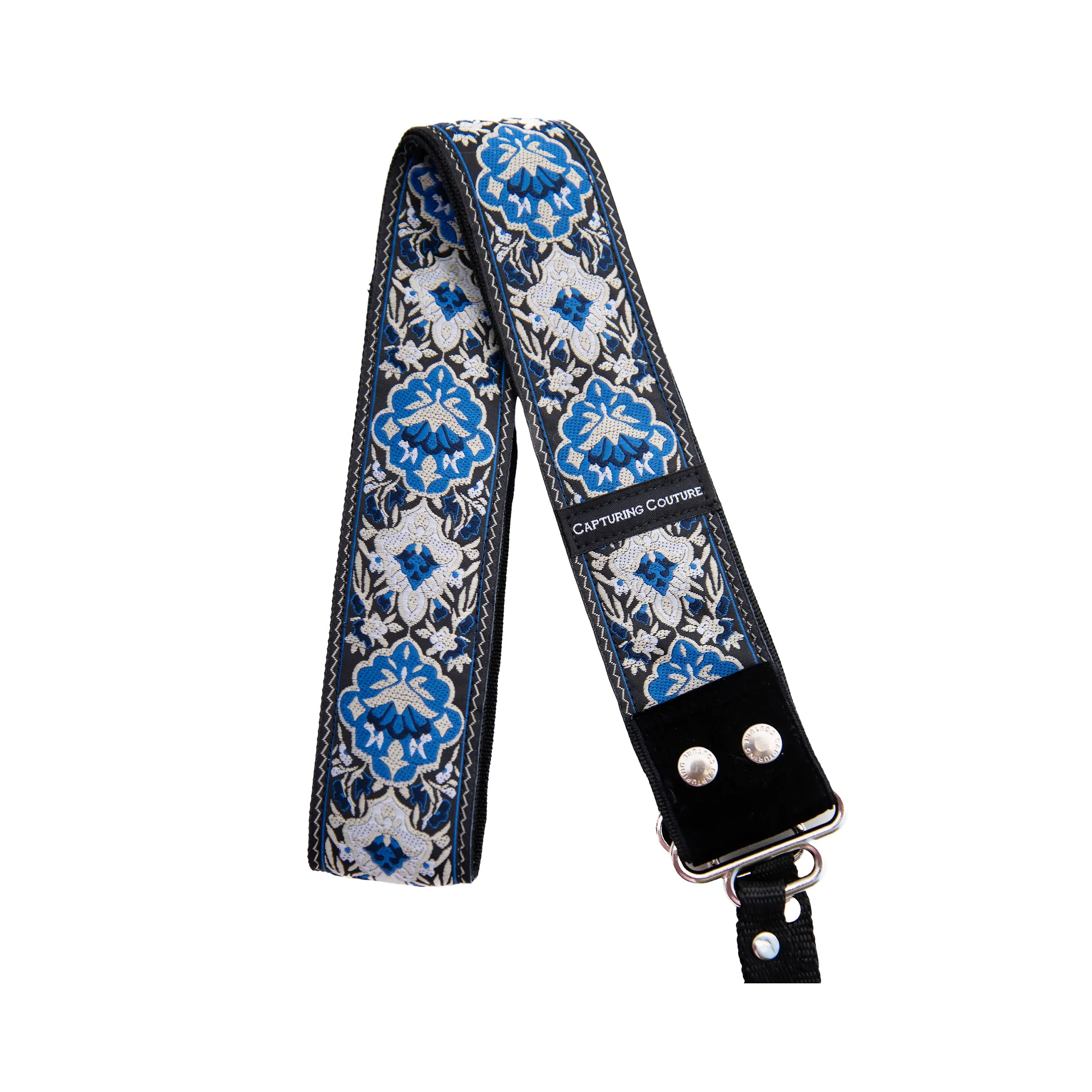 Teenager Capturing Couture 1.5" Camera Strap - Blue Baroque