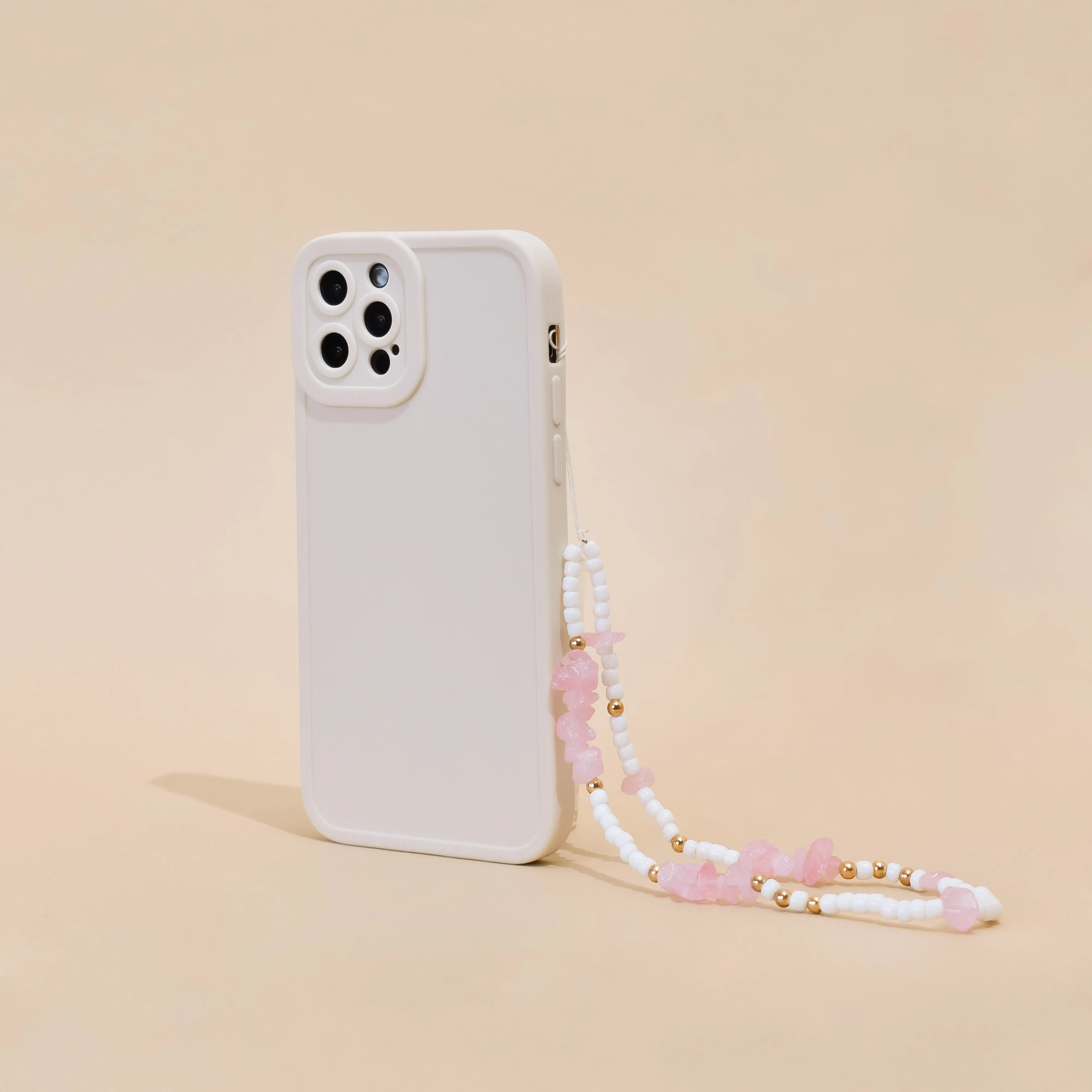 Beaded Phone Strap - Pink & White Magic Adventure Lanyard
