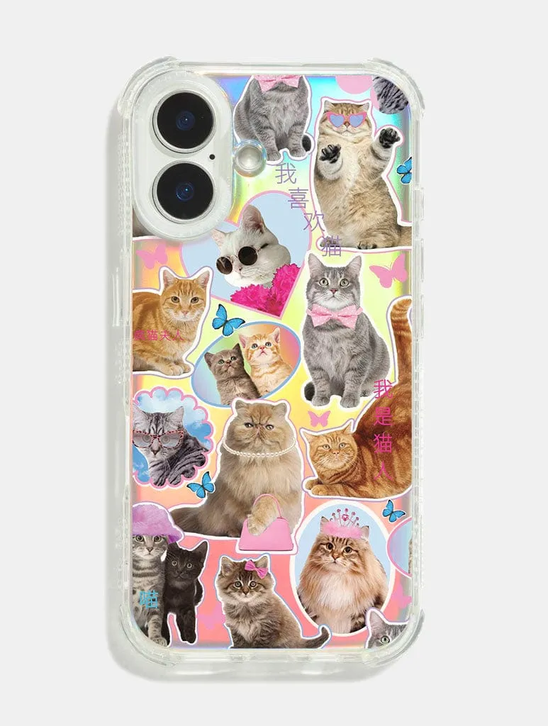 Matte Design Texture Cat Sticker Holo Foil Shock iPhone Case