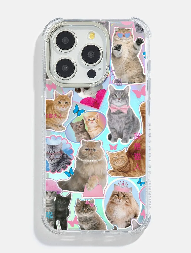 Cat Sticker Holo Foil Shock iPhone Case Matte Pattern Layer