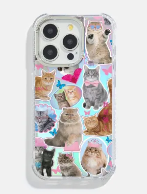 Clear Finish simple design Cat Sticker Holo Foil Shock iPhone Case