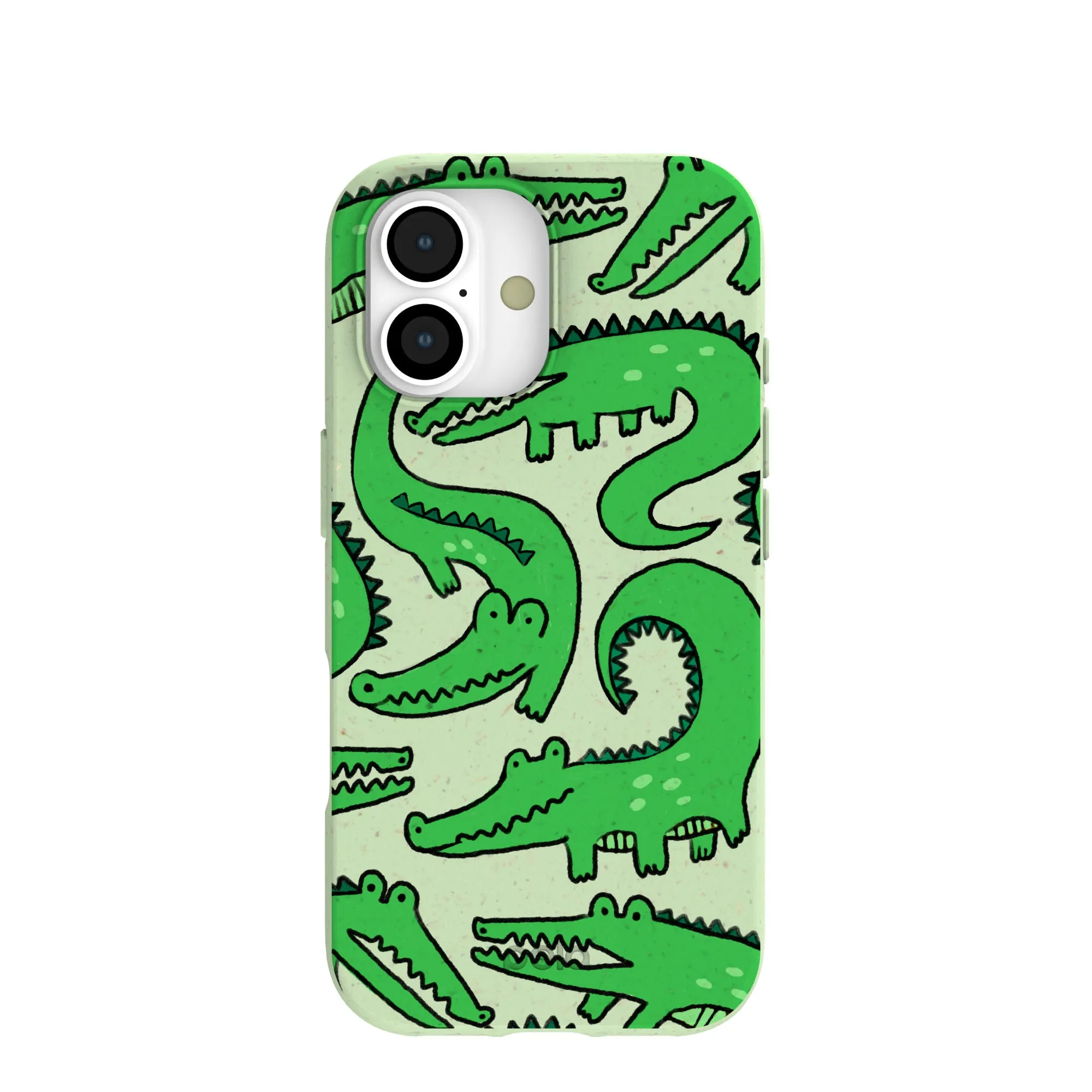 Sage Green Croc a Doodle iPhone 17 Case Ergonomic grip