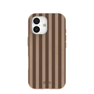 Chocolate Brown Cocoa Stripes iPhone 17 Case Durable Texture Layer