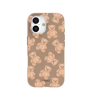 Chocolate Brown Teddy Love iPhone 17 Case Clear Finish