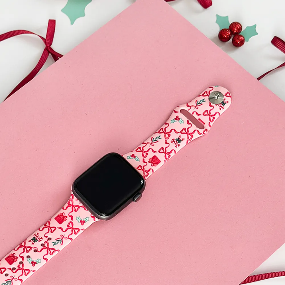 Christmas Kisses Apple Watch Strap Secure Design Active Lifestyle Fit