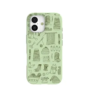 Sage Green Knit Nook iPhone 17 Case Ergonomic grip