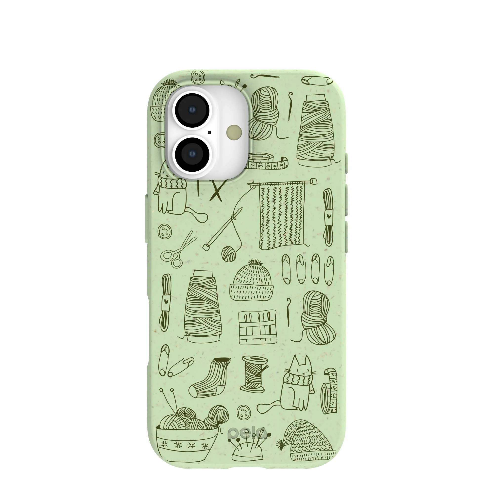 Sage Green Knit Nook iPhone 17 Case Ergonomic grip